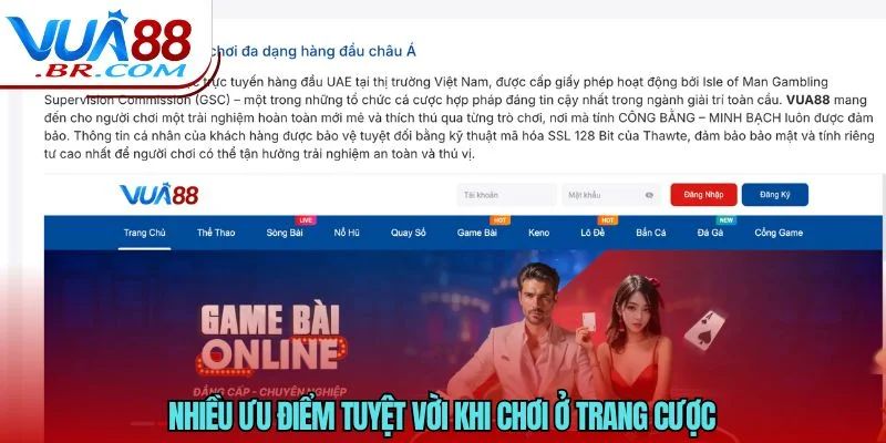 Nhiều ưu điểm tuyệt vời khi chơi ở trang cược